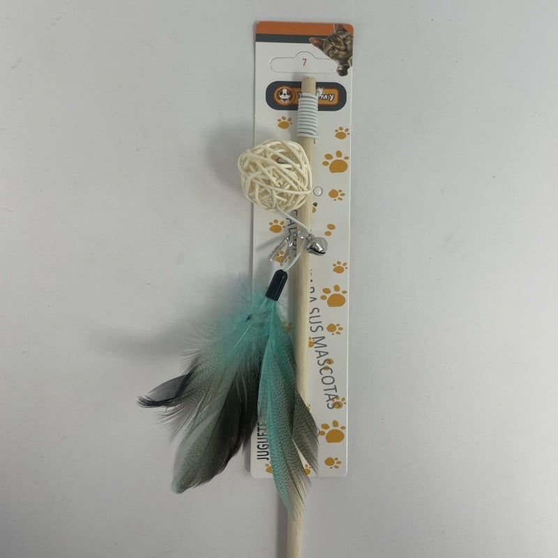 Wooden Rods And Rattan Balls Tease Cat Sticks