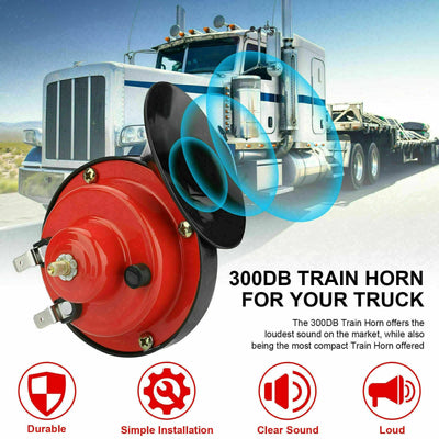 2PC 12V 300DB Super Loud Train Air Horn Waterproof Motorcycle Car Truck SUV Boat - 5 - cjdropshipping