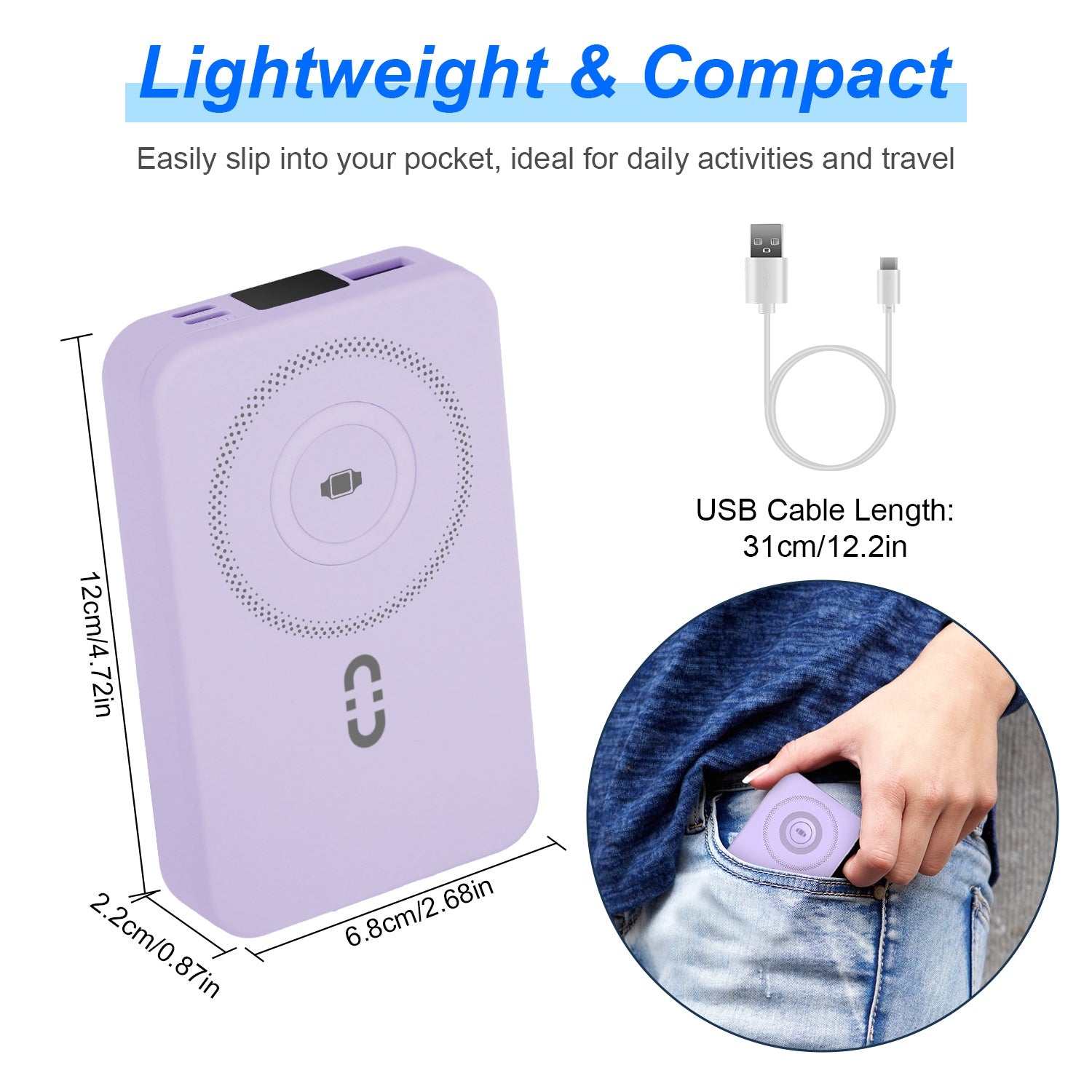 1Pc 3 In 1 10000mAh MagSafe Fast Charging Power Bank PD20W Portable Charger With 2 Built In Cables Stand Fit For IOS Phone 16 15 13 Series And More - 5 - CJ