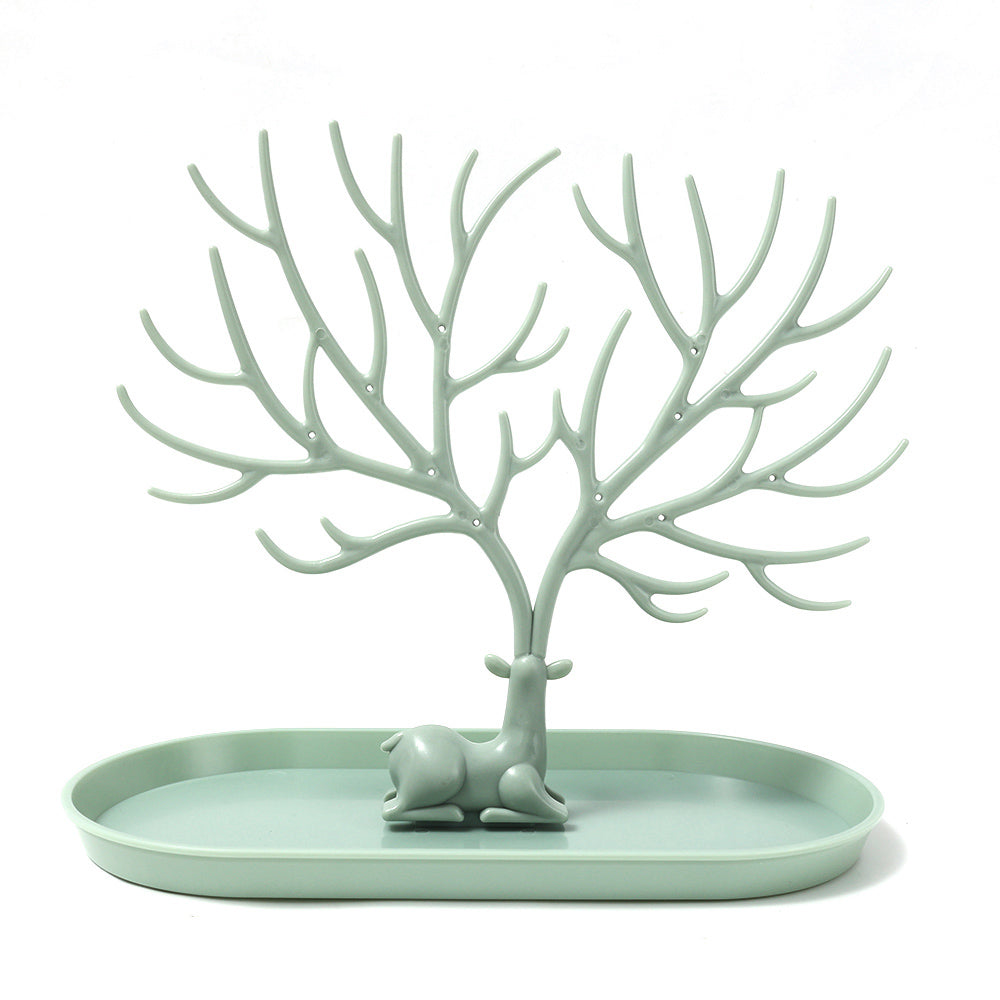Deer Jewelry Display Stand Earrings Necklace Ring Jewelry Display Tray Jewelr Crystal Handle Antlers Jewelry Display Stand With Storage Drawer And Tray, Tree Tower Rack Hanging Organizer - 5 - CJ