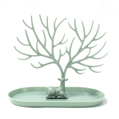 Deer Jewelry Display Stand Earrings Necklace Ring Jewelry Display Tray Jewelr Crystal Handle Antlers Jewelry Display Stand With Storage Drawer And Tray, Tree Tower Rack Hanging Organizer - 5 - CJ