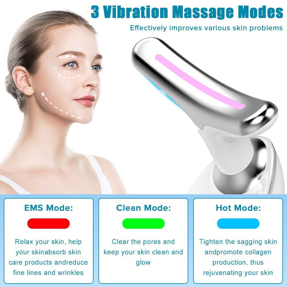 Neck Face Massager Face Sculpting Tool 3 Colour Modes And Vibration For Facial Massager For Double Chin - 5 - CJ