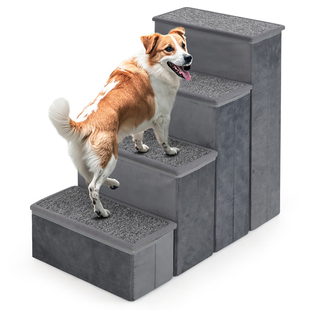 4 - Step Dog Stairs Non - slip Foldable Dog Ramp With Adjustable Steps - 5 - CJ