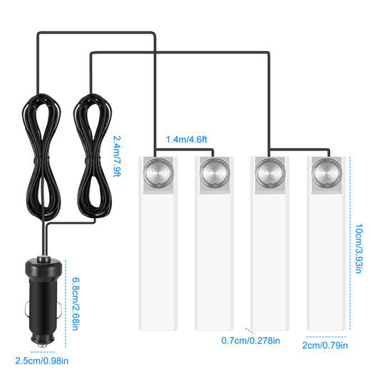 4Pcs Car Interior LED Atmosphere Light Car Charge Decorative Lamp DC 12V Blue Light - 5 - CJ