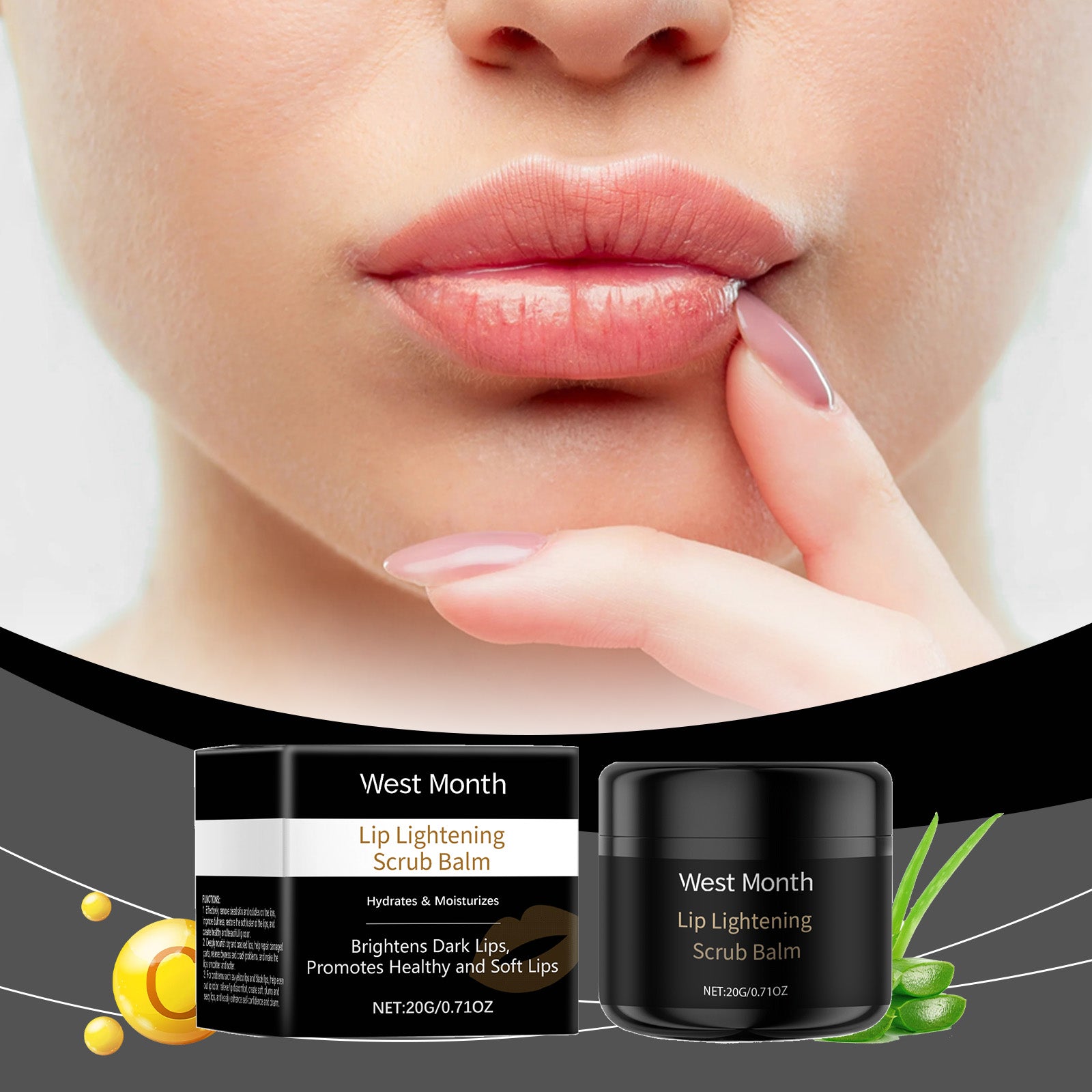 West&Month Exfoliating Lip Scrub, Nourishes And Moisturizes Dry Lips With A Gentle Exfoliating Scrub - 5 - CJ