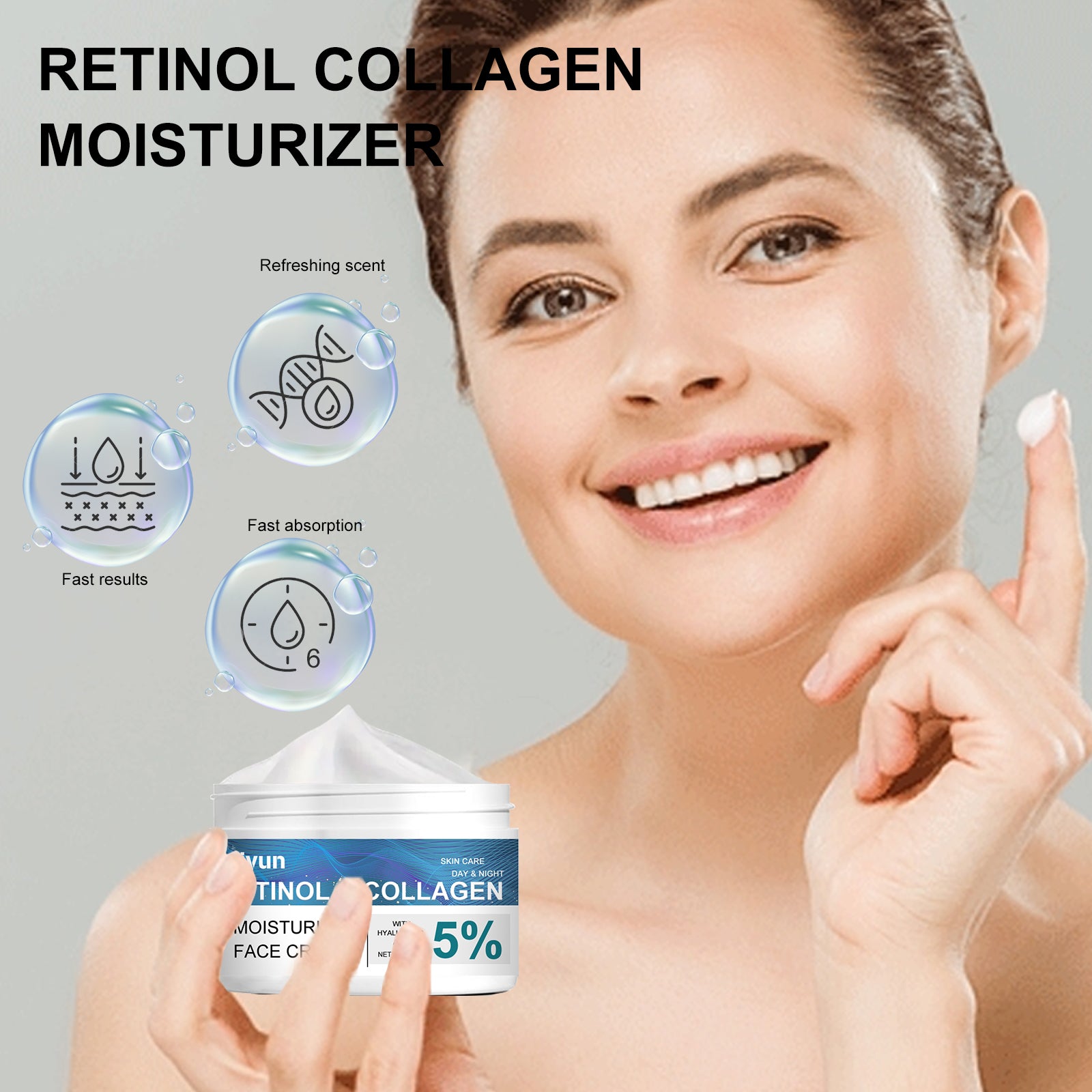 Wiyun Retinol Collagen Moisturizer Face Cream, Deep Moisturizing Long Lasting Hydrating Firming Moisturizing Whitening Skin Care Cream