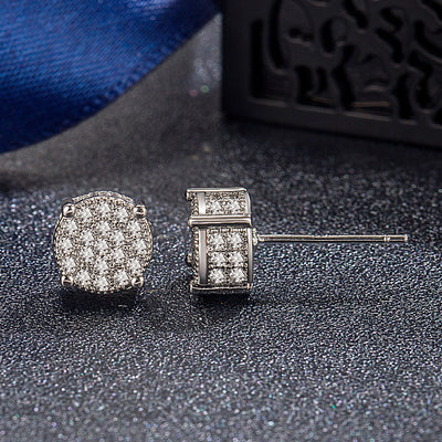 Hip Hop Sparkling Zircon Stud Earrings,4 Prong Setting, Bling Design,Unisex For Daily Wear And Parties - 5 - CJ