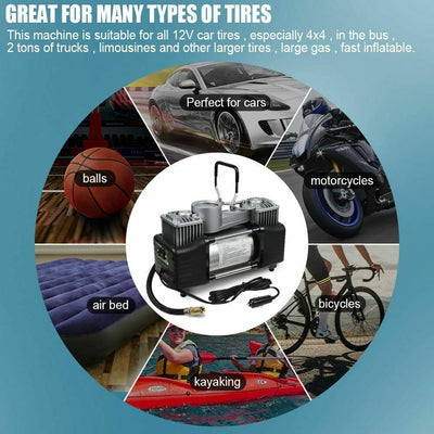 150PSI HEAVY DUTY PORTABLE 12V ELECTRIC CAR TYRE INFLATOR AIR COMPRESSOR - 5 - CJ
