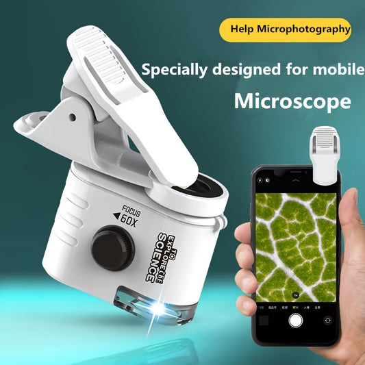 Mini Mobile Phone Microscope, 60x Pocket Microscope, Handheld Portable LED Lighted Magnification Endoscope With A Mobile Phone Adapter Clip - 5 - CJ