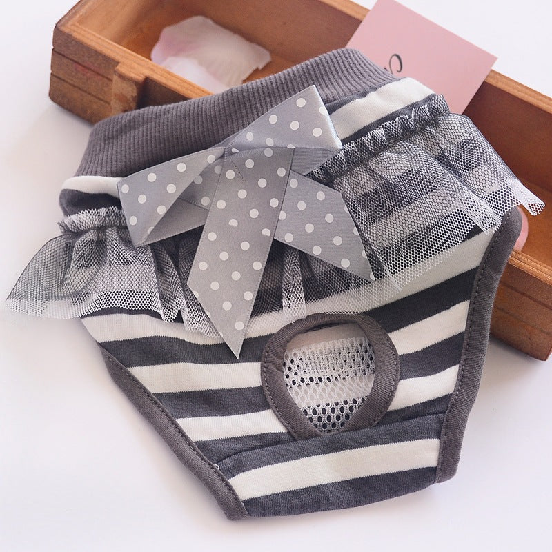 Female Dog Aunt Physiological Pants Panties - 0 - CJ - Gray stripes - XL - CJGD124485816PK