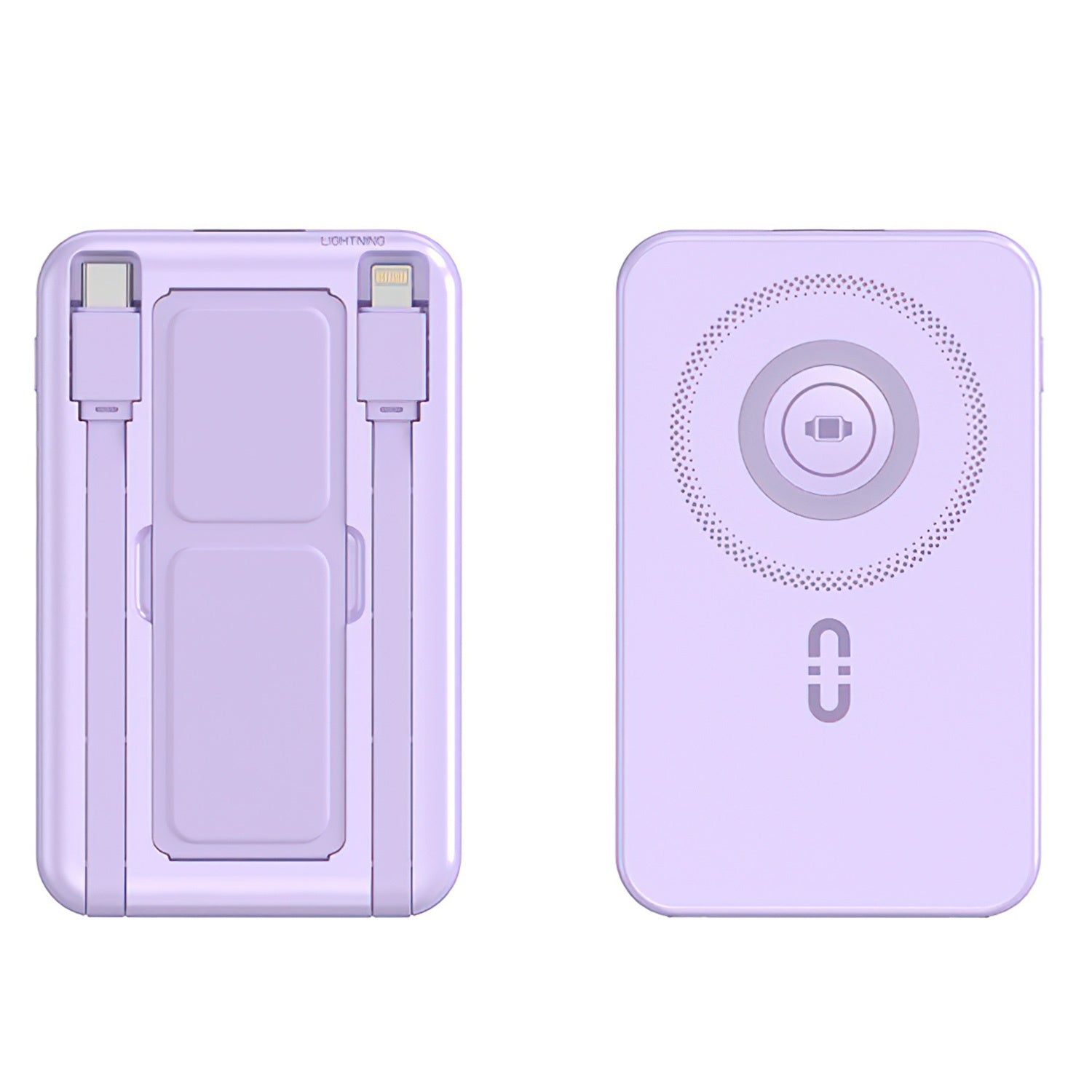 1Pc 3 In 1 10000mAh MagSafe Fast Charging Power Bank PD20W Portable Charger With 2 Built In Cables Stand Fit For IOS Phone 16 15 13 Series And More