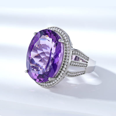 Natural Amethyst Ring Luxury Gem Jewelry Temperament S925 Silver - 4 - CJ
