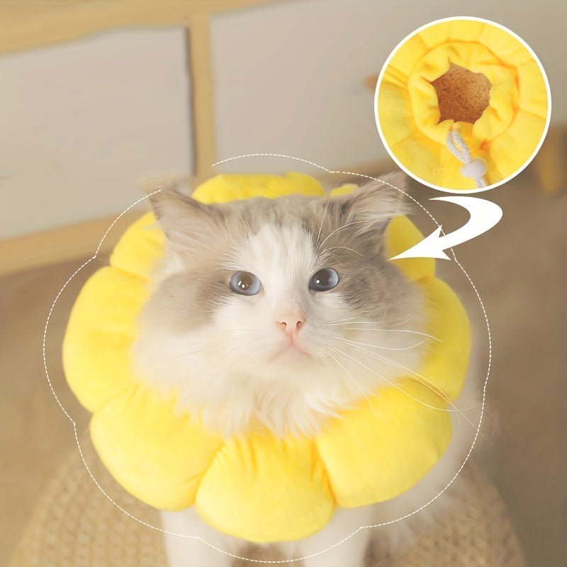 Cat Small Dog Recovery Collar, Cute Sunflower Neck Cone After Surgery, Adjustable Pet E Collar, Wound Healing Protective Cone Surgery Recovery Elizabethan Collars For Small Pets - 5 - CJ