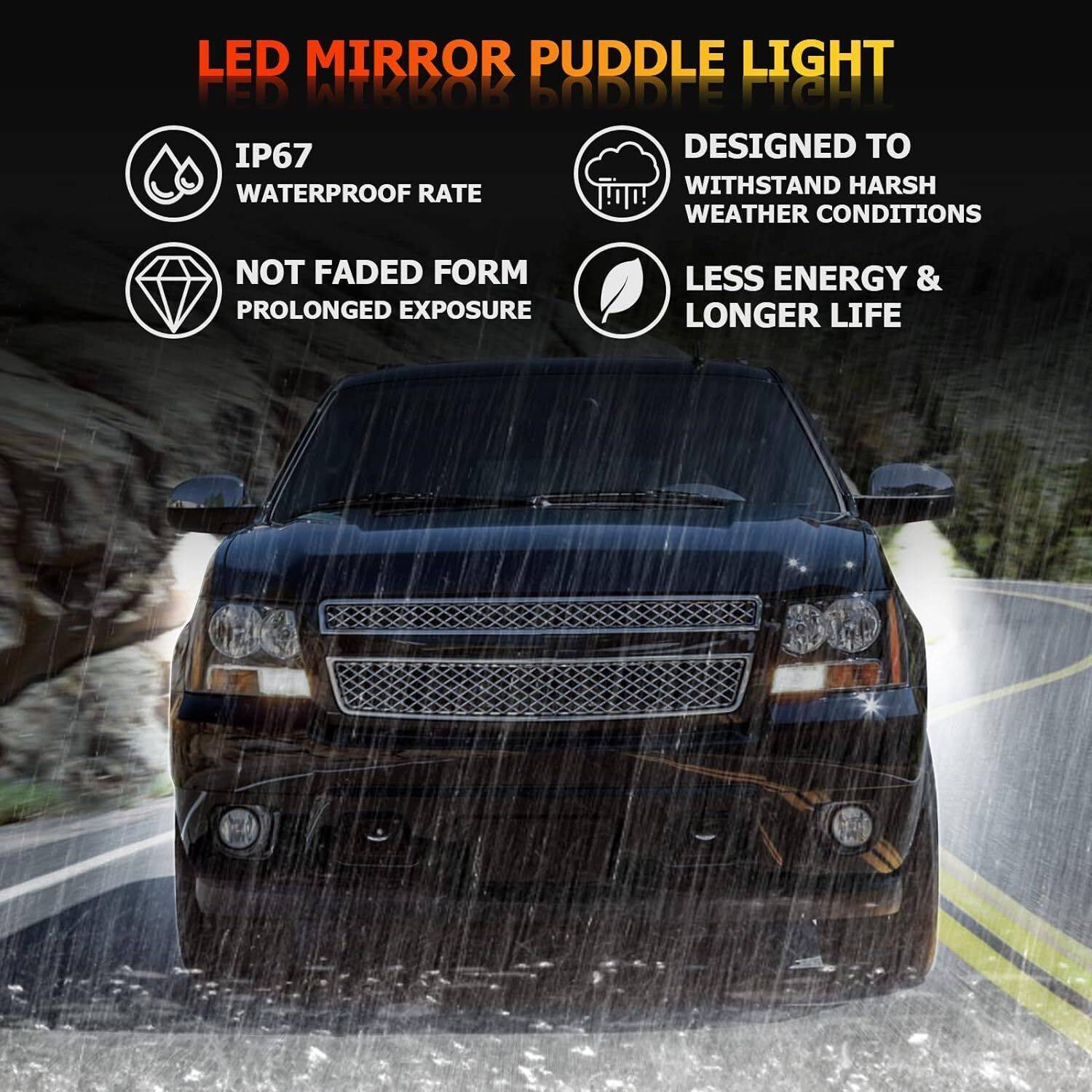 2X LED Side Mirror Puddle Lights For 07 - 14 Yukon Sierra Tahoe Avalanche Escalade - 5 - cjdropshipping