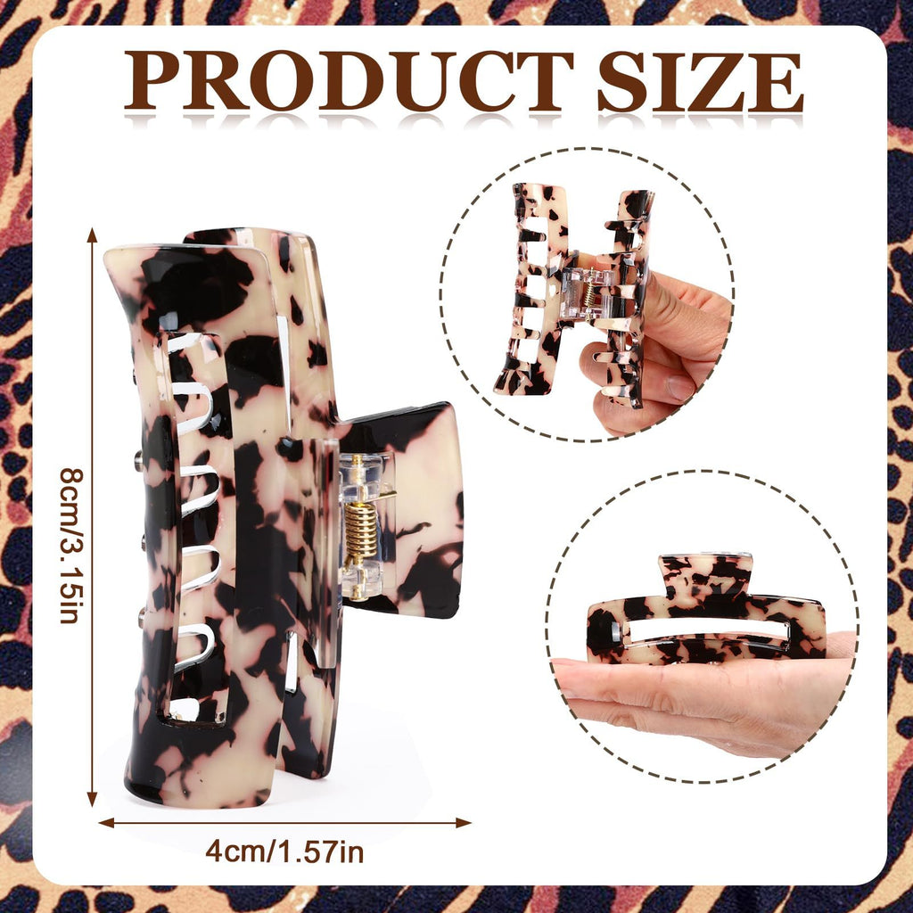 4Pcs Tortoise Hair Claw Clips, Acetate Hair Claw Clip Acrylic French Hair Banana Barrettes Jaw Clips, Stylish Hair Accessories For Women 3.15 Inch Fashion Strong Hold For Thick Thin Hair,442-9838-G14
