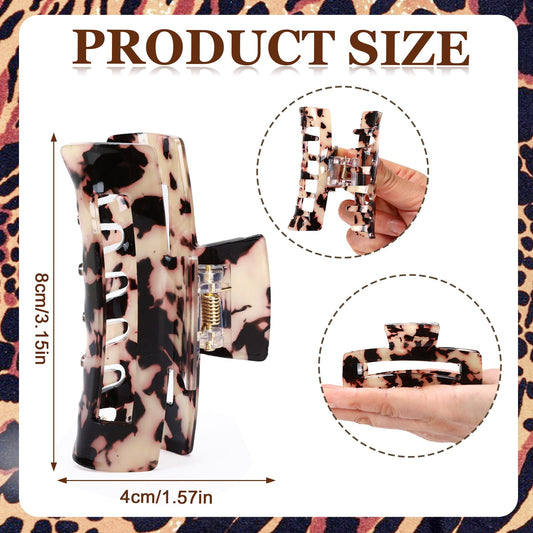 4Pcs Tortoise Hair Claw Clips, Acetate Hair Claw Clip Acrylic French Hair Banana Barrettes Jaw Clips, Stylish Hair Accessories For Women 3.15 Inch Fashion Strong Hold For Thick Thin Hair,442 - 9838 - G14 - 5 - CJ