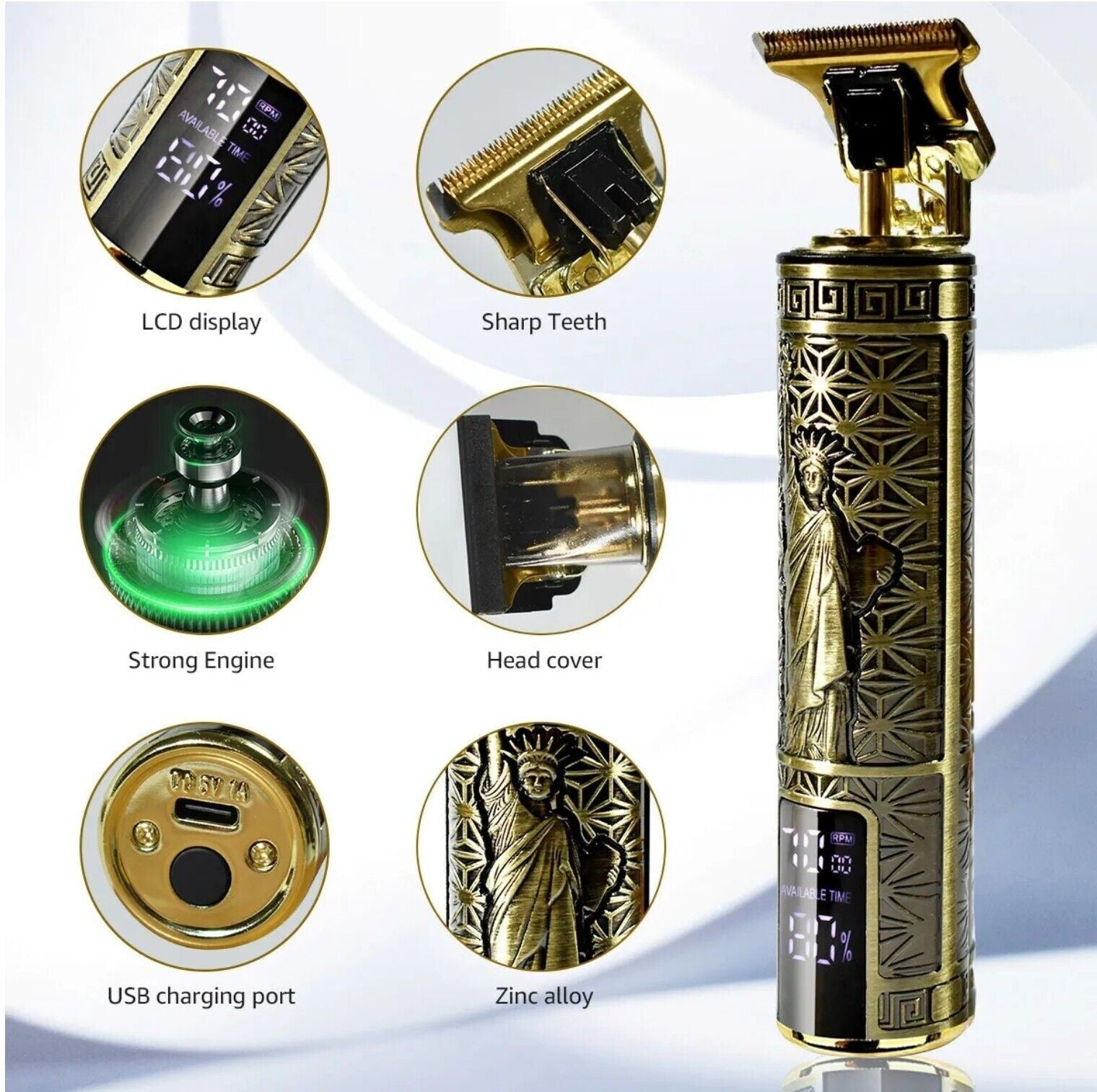 Beard Trimmer Hair Clippers Cordless Hair Cutting Kit Barber Shaving Machine For Men USB Rechargeable 1 PCS - 5 - CJ