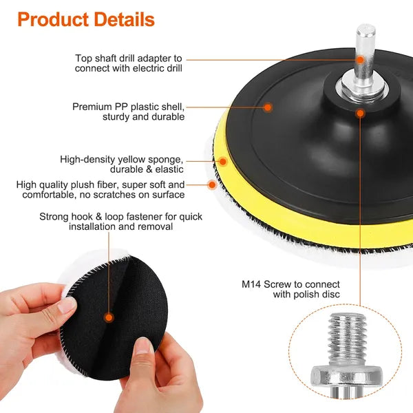 4Pcs 6in Buffing Polishing Pads Car Plush Buffing Waxing Wheels Mop Set With M14 Drill Screw For Car Polisher Drill Adapter - 5.0 - CJ