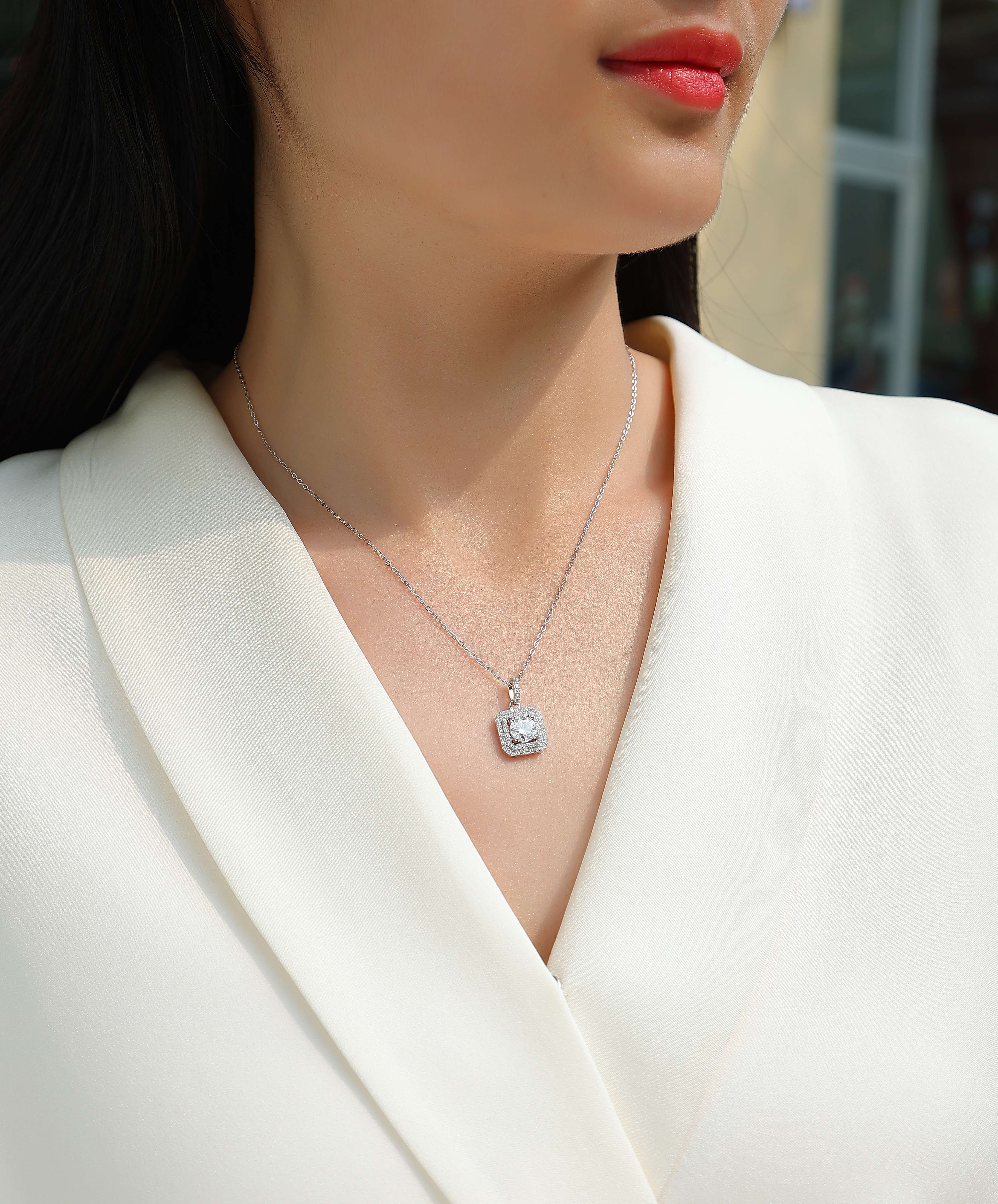 1Sugar Diamond - A Fashionable And Luxurious Diamond Jewelry Piece Set With 1 - carat Moissanite S925 Sterling Silver And Platinum - plated Pendant Prohibit TikTok sales - 5 - CJ