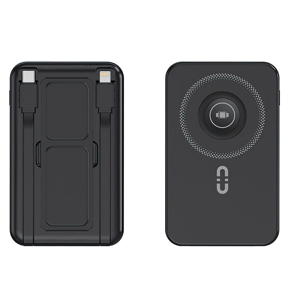 1Pc 3 In 1 10000mAh MagSafe Fast Charging Power Bank PD20W Portable Charger With 2 Built In Cables Stand Fit For IOS Phone 16 15 13 Series And More