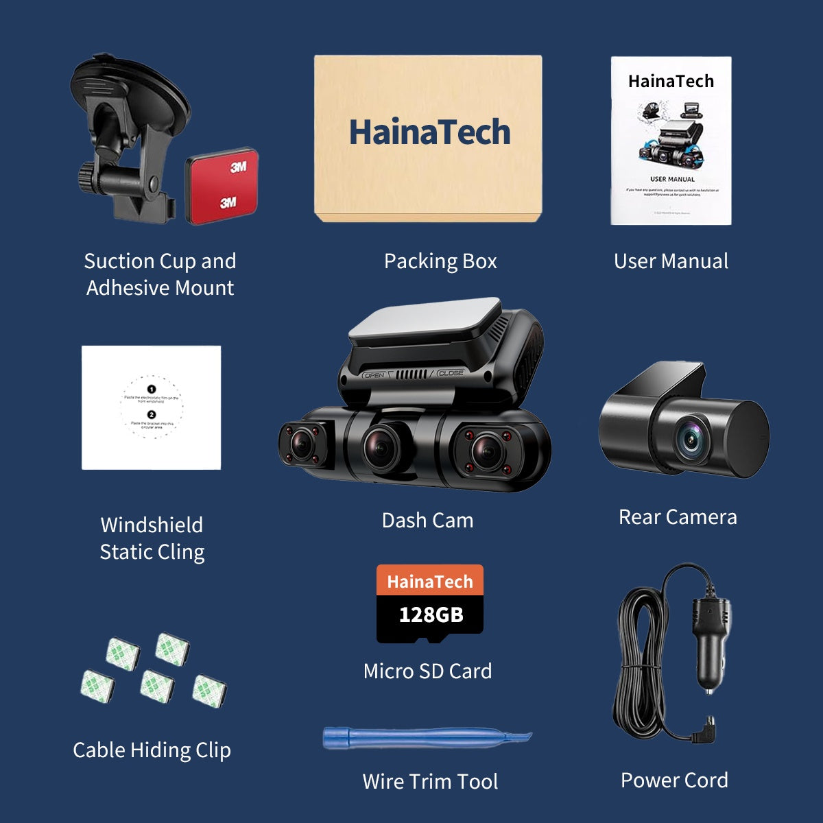 Hainatech 360 Degree View 4 Channel Dash Cam Front And Rear Inside Left Right, Dash Camera For Cars, Built - in GPS WiFi Night Vision, 24  7 Recording Parking Mode Monitor, Free 128G Card - 4 - CJ