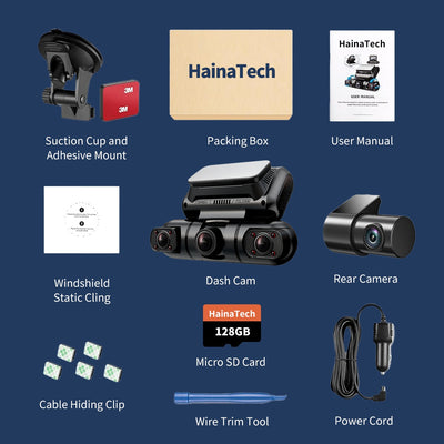 Hainatech 360 Degree View 4 Channel Dash Cam Front And Rear Inside Left Right, Dash Camera For Cars, Built - in GPS WiFi Night Vision, 24  7 Recording Parking Mode Monitor, Free 128G Card - 4 - CJ