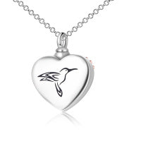 Hummingbird Urn Necklaces for Ashes Sterling Silver Heart Sunflower Cremation Memory Jewelry for Women Men