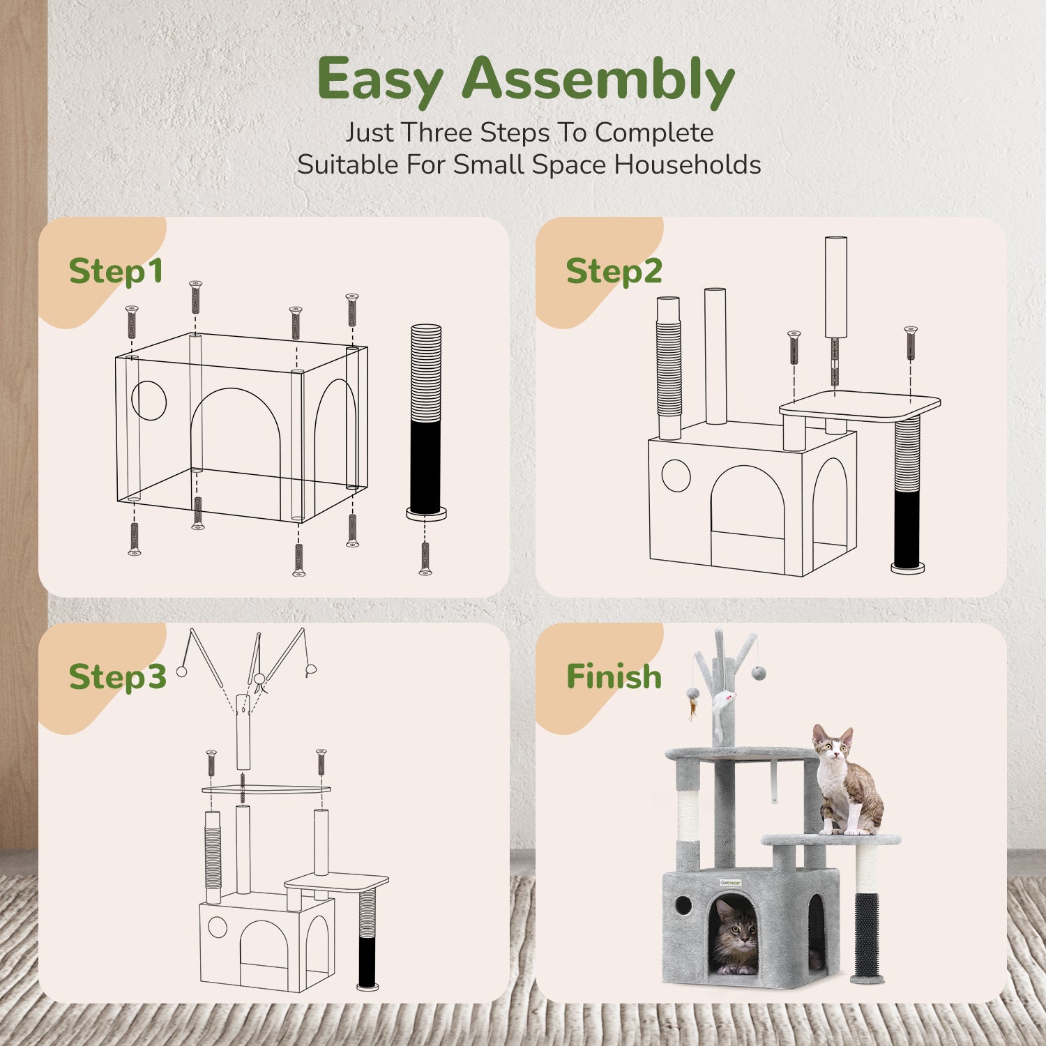 44 Inch Cat Climbing Frame Light Gray - 5 - CJ