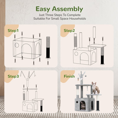44 Inch Cat Climbing Frame Light Gray - 5 - CJ