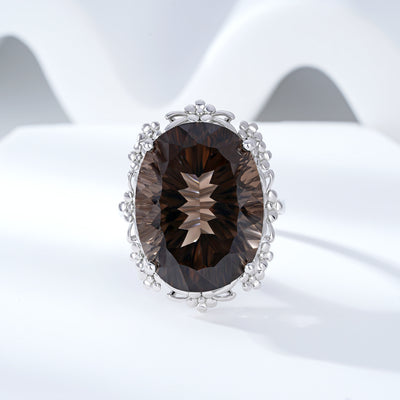 Simple Natural Crystal Jewelry Versatile S925 Silver Set Tea Crystal Ring - 4 - CJ