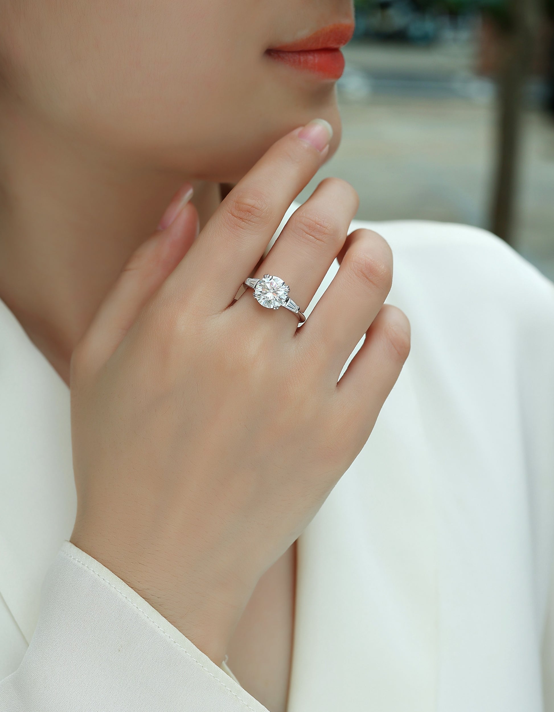 1Shining Step By Step - A Fashionable Diamond Jewelry Piece Set With 3-carat Moissanite S925 Sterling Silver And Platinum Diamond Ring. Prohibit TikTok sales