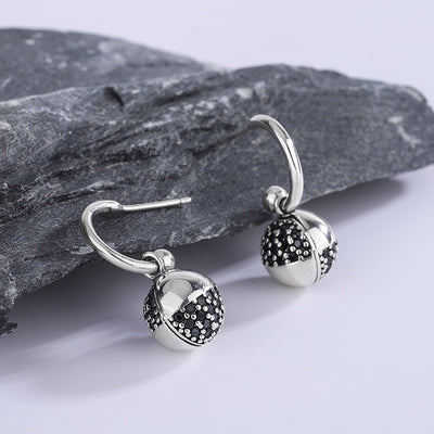 925 Sterling Silver Wishing Ball Small Design Zircon Earrings - 4 - CJ