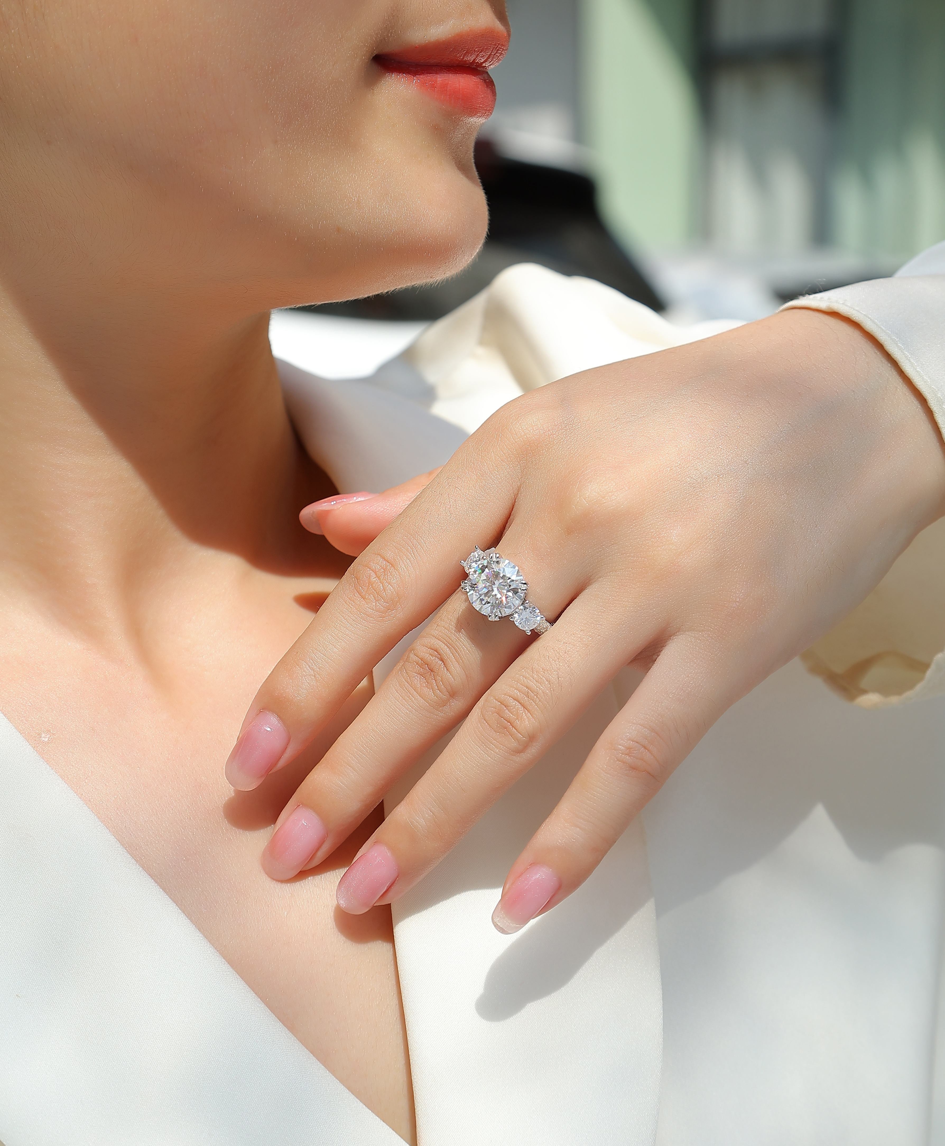 1Dazzling Stars - A Fashionable And Luxurious Jewelry Piece Set With 5 - carat Moissan Diamond S925 Sterling Silver And Platinum - plated Diamond Prohibit TikTok sales - 5 - CJ