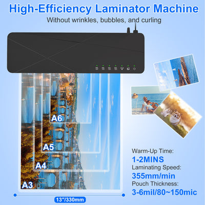 1Pc 13Inch Laminator Machine Hot And Cold Mode A4 Personal Thermal Laminator With ABS Function 60S Warm Up Time 30Mins Auto Off For Home Office School Business - 5.0 - CJ