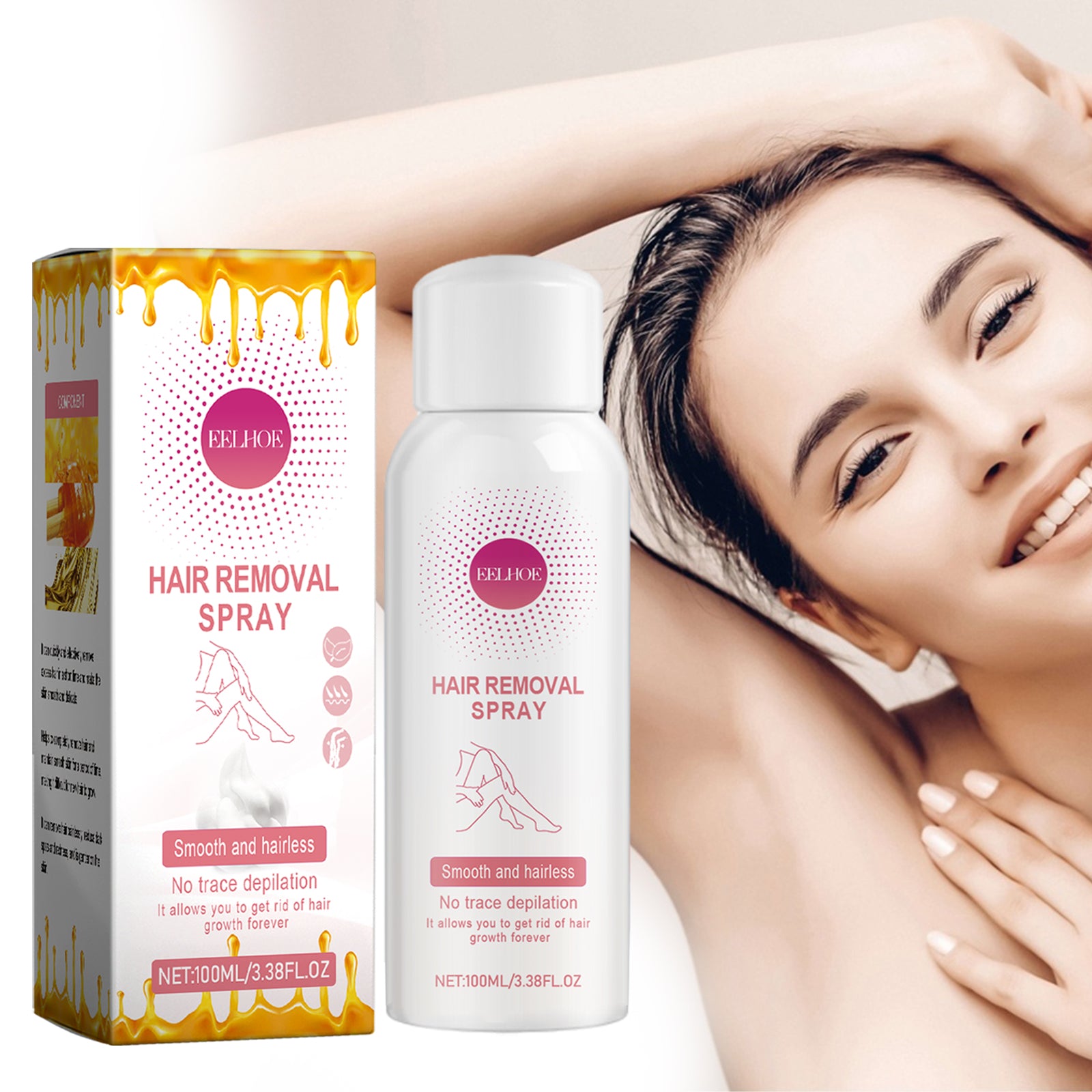EELHOE Hair Removal Spray, Underarm Quick Hair Removal Gentle Pore Contraction Smooth Delicate Cleansing Spray - 5 - CJ