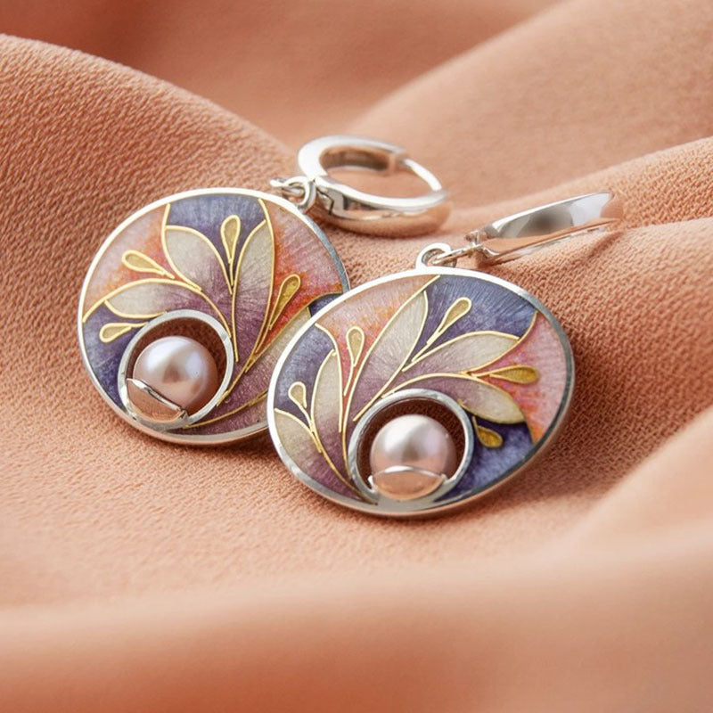 Fashion Exquisite Flower Enamel Pearl Earrings - 0 - CJ