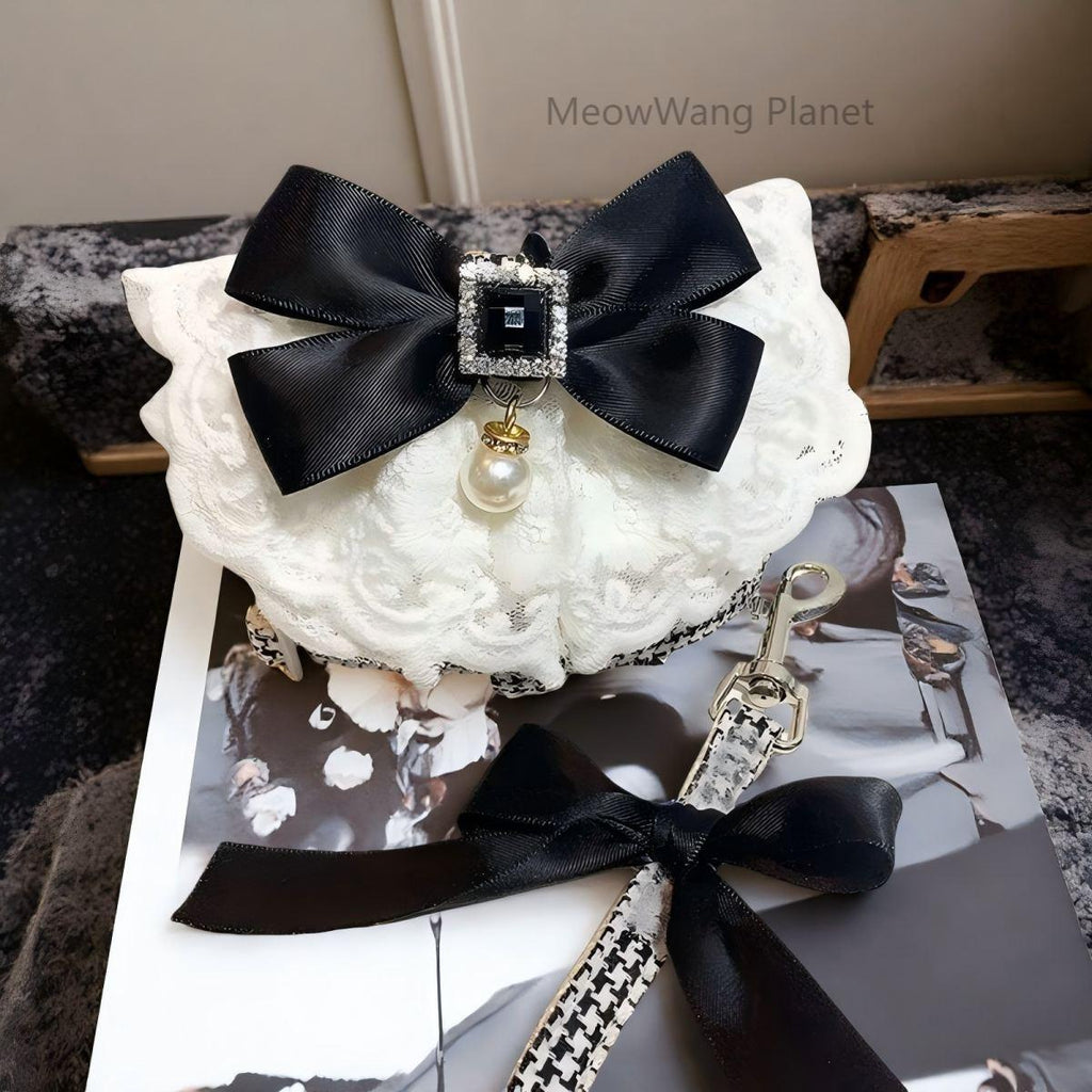 Dog Leash Cat Leash Luxury Lace Pet Harness Leash Set Elegant Inspired Adjustable Escape Proof Vest For Cats Small Dogs