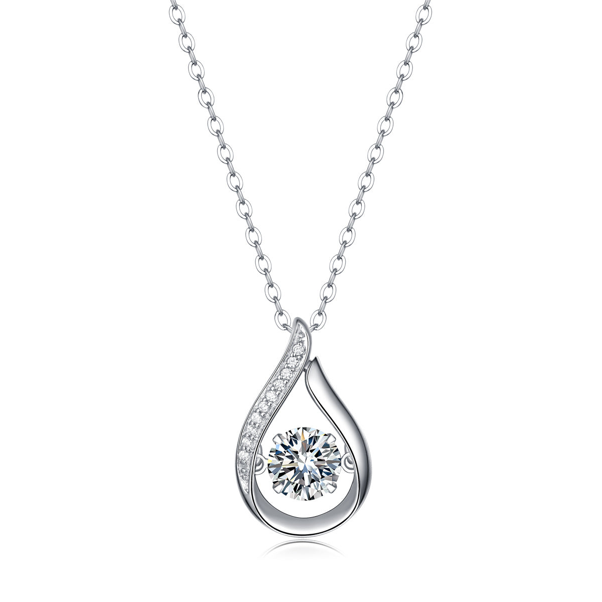 Dynamic - A Fashionable And Trendy Jewelry Necklace Pendant Set With 1-carat Moissanite S925 Sterling Silver And Platinum Plating