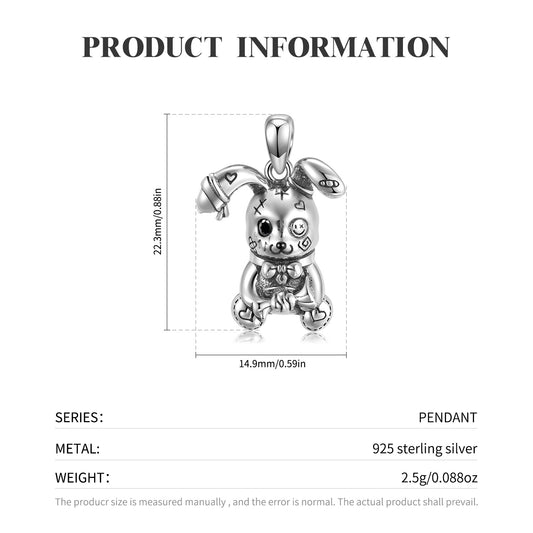Creative Violence Doll Rabbit Pendant Necklace S925 Sterling Silver Sterling Silver Personality Unisex Wind Collar Chain - 4 - https://x.com/titan_prim62775J