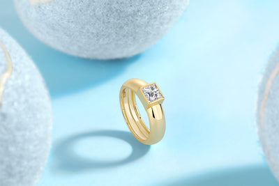 1Square Diamond Ring Wedding Ring Luxury Fashion Set Moissanite Silver Ring Prohibit Tk Sales - 5 - CJ