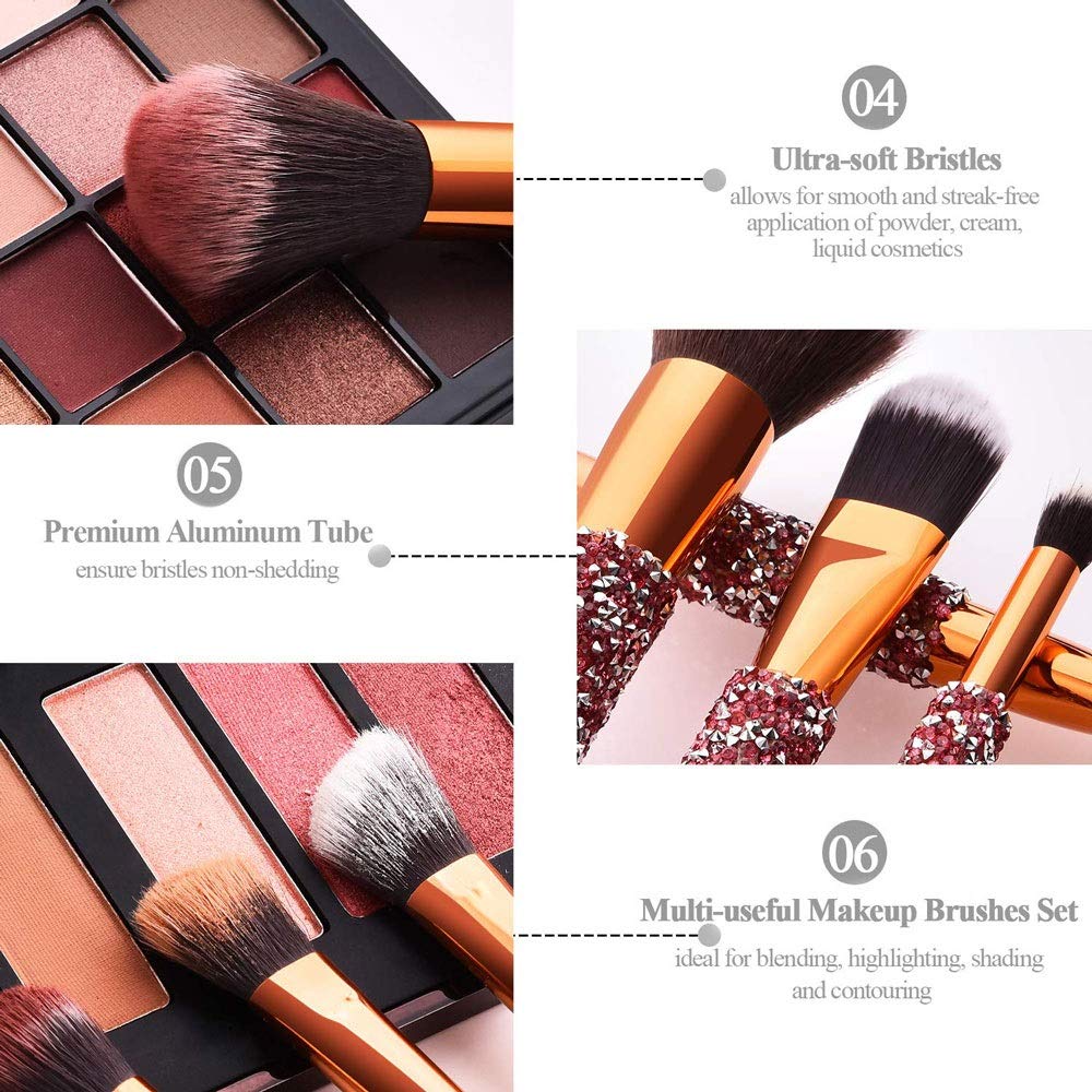 10 IN 1 Diamond Inlaid Handmade Custom Makeup Brush - 5 - CJ