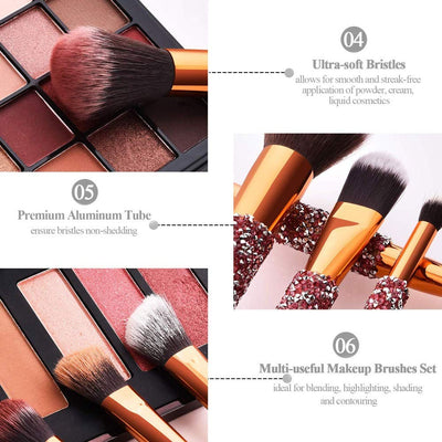 10 IN 1 Diamond Inlaid Handmade Custom Makeup Brush - 5 - CJ
