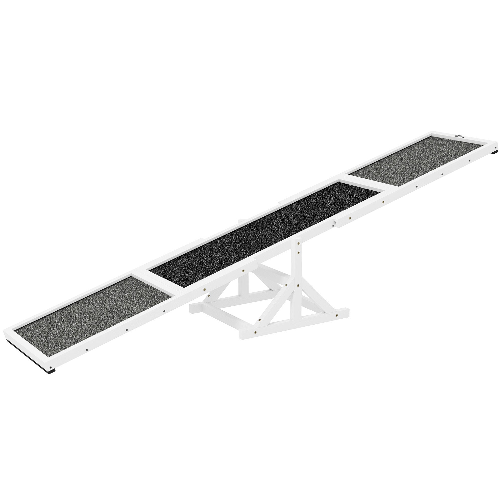 Wooden Dog Agility Seesaw For Training And Exercise, Weather Resistant, 83 L X 16 W X 14 H, White