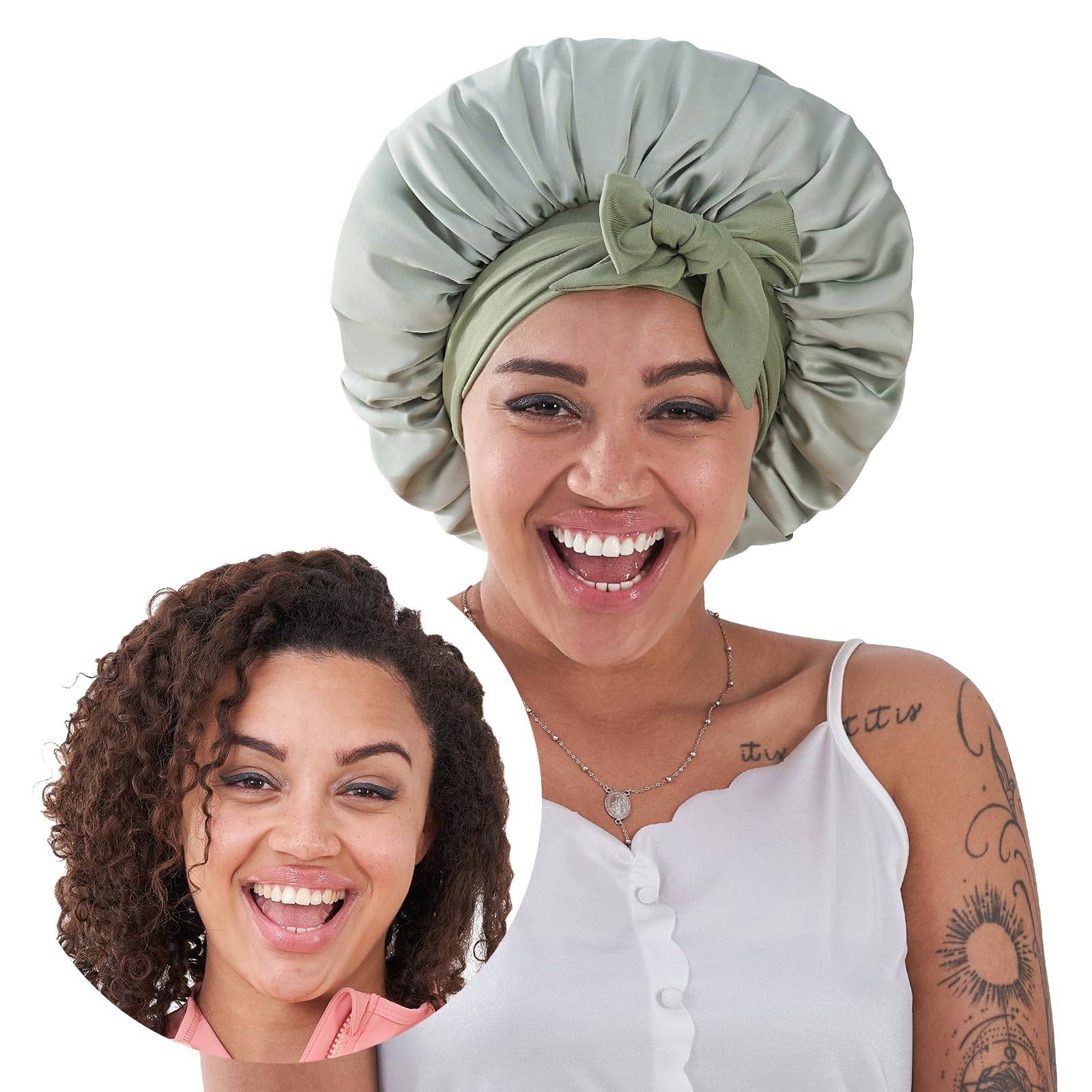 Silk Bonnet, Satin Hair Bonnet For Sleeping For Wavy Curly Natural Hair - 5 - CJ