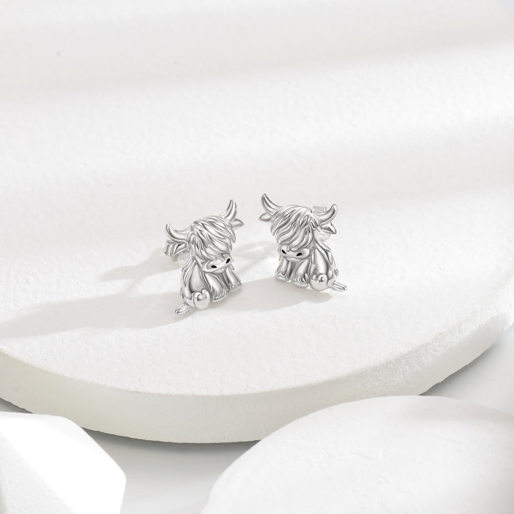 Highland Cow Earrings 925 Sterling Silver Cow Studs Earrings Highland Cow Jewelry Gifts
