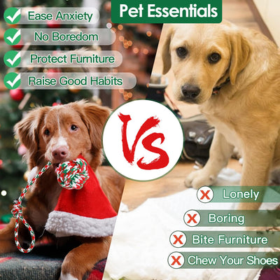 Set Of 5Pcs Christmas Dog Rope Chew Toys Dog Interactive Toys Set For Puppy Small Medium Aggressive Chewers Dogs Training Teething Playing - 5 - CJ