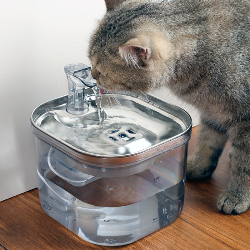 Pet Cat Dog Stainless Steel Automatic Circulation Water Dispenser Intelligent Fountain Pets Accessories - 0 - CJ
