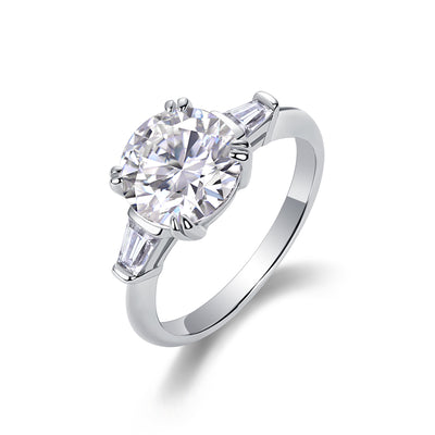 1Shining Step By Step - A Fashionable Diamond Jewelry Piece Set With 3 - carat Moissanite S925 Sterling Silver And Platinum Diamond Ring. Prohibit TikTok sales - 5 - CJ