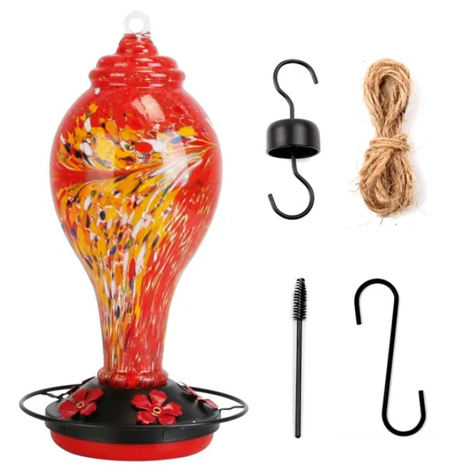 Glass Hummingbird Feeder With 5 Flower Feeding - 5 - CJ