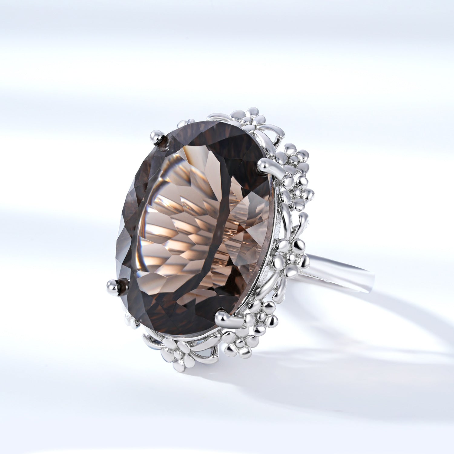 Simple Natural Crystal Jewelry Versatile S925 Silver Set Tea Crystal Ring - 4 - CJ